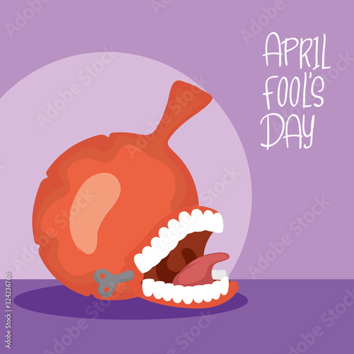 happy april fools day card with airbag and crazy mouth