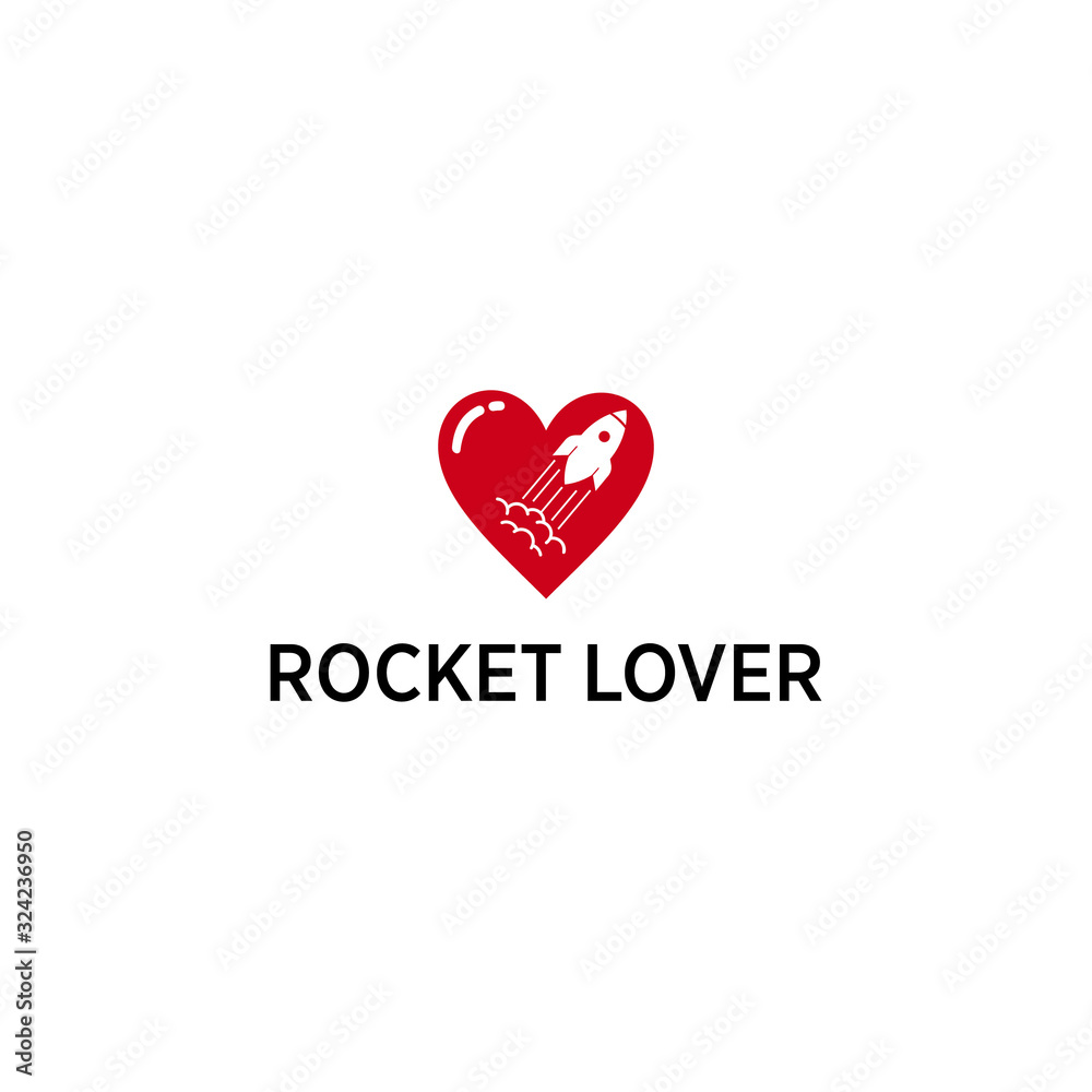 Creative modern rocket space with heart logo icon vector template