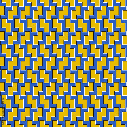 Optical illusion seamless pattern of moving zigzag shapes ornament.