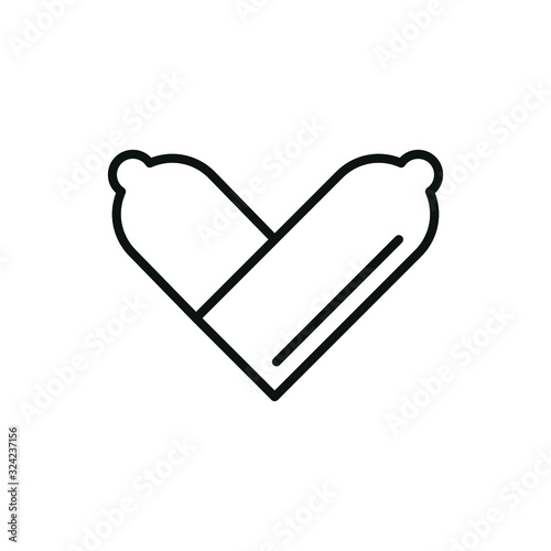 Two condoms in a shaped of heart vector symbol