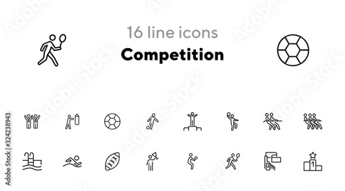 Competition line icon set. Winner, athlete, sportsman, player, team. Sport concept. Can be used for topics like contest, leadership, win