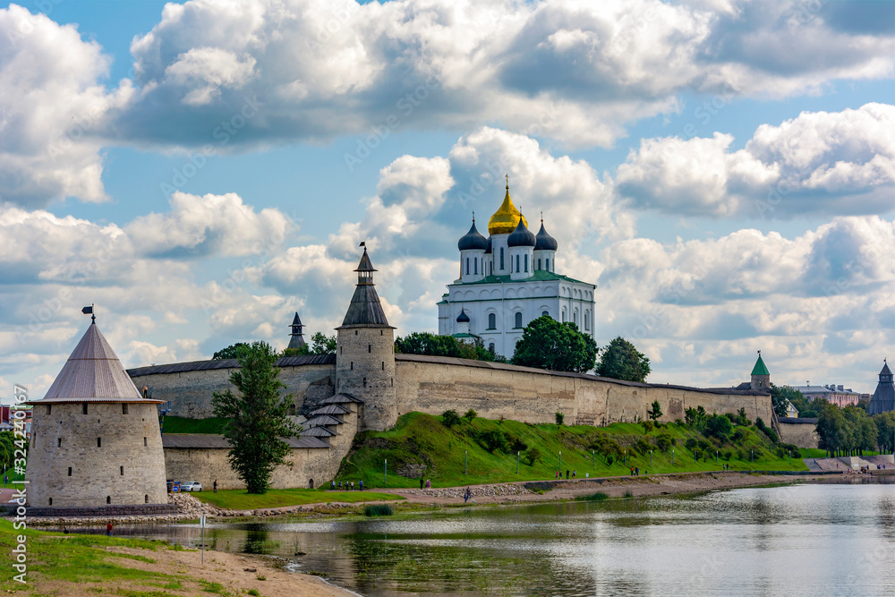 View of Pskov Krom from the Bank of the Velikaya river