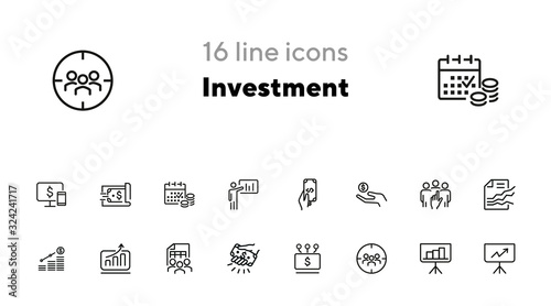 Obraz na plátně Investment line icon set