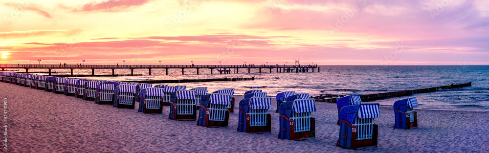 Strandpanorama, Kuehlungsborn, Ostsee, Deutschland Strandpanorama, Kuehlungsborn, Ostsee, Deutschland