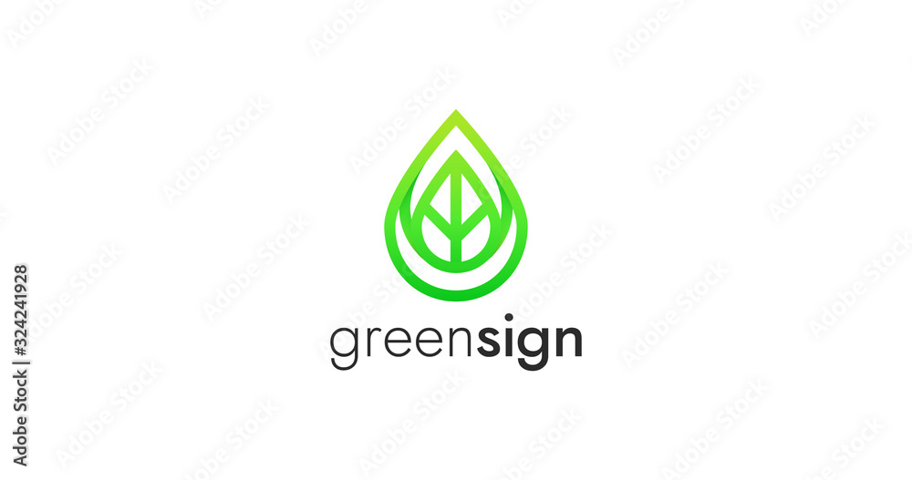 Linear eco leaf logo icon sign vector design.