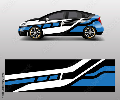 Racing car wrap with abstract stripe shapes for Company. Sport car racing wrap vector design template design vector
