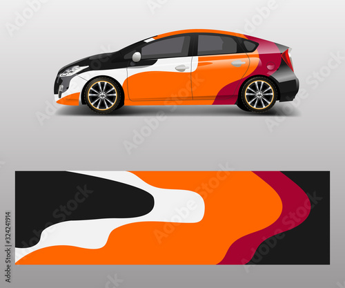 Company branding Car decal wrap design vector. Graphic abstract shapes designs company car