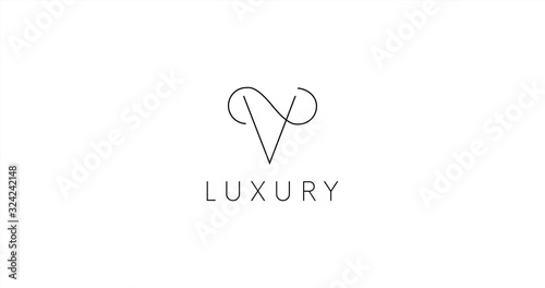 Minimalistic V letter logo. Elegant sign vector design.