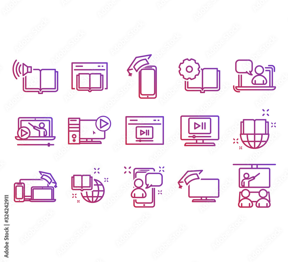 Online education icon set Online education icon set
