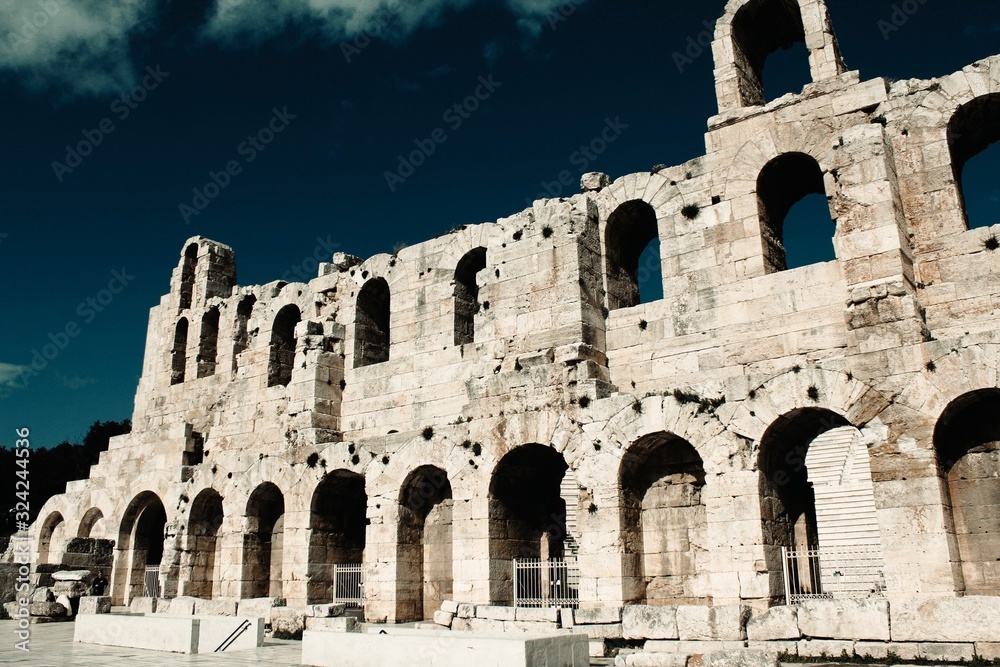 View of the Odeon of Herodes Atticus in Athens, Greece.