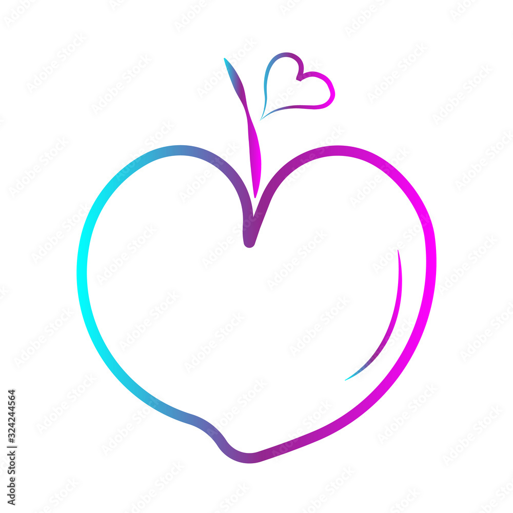 Vector heart Apple of outline hand drawn heart icon. Illustration for your graphic design. Vector heart Apple of outline hand drawn heart icon. Illustration for your graphic design.