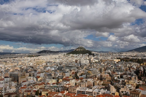 Athens, Greece, the view to the city of Athens from the Acropolis hill.