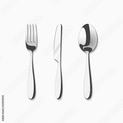 Fork  spoon and knife. Set of cutlery isolated on a white background.