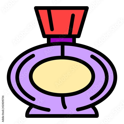 Woman perfume icon. Outline woman perfume vector icon for web design isolated on white background