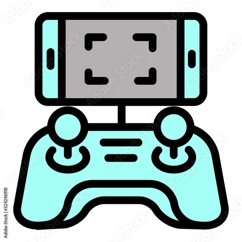 Phone drone control icon. Outline phone drone control vector icon for web design isolated on white background