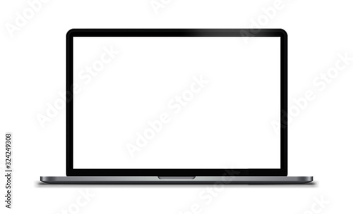 laptop showing blank screen on white background
