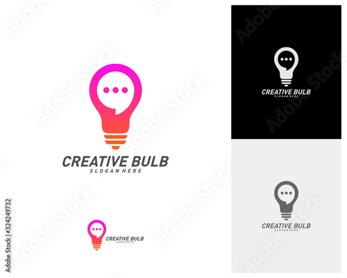 Creative Bulb chat logo design vector. Consult Bulb logo template. icon symbol