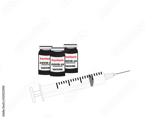Favilavir covid-19 coronavirus vaccine, vector illustation.