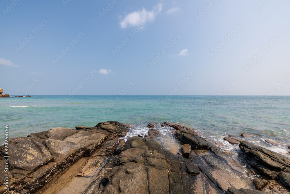 beautiful blue sky tropical paradise coast beach ocean summer sea view at PP Island, Krabi, Phuket, Thailand.