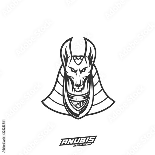 Anubis Esport gaming mascot logo template Vector. Modern Head Anubis Logo Vector, Illustration