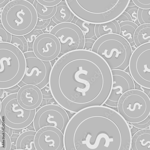 American dollar silver coins seamless pattern. Cla