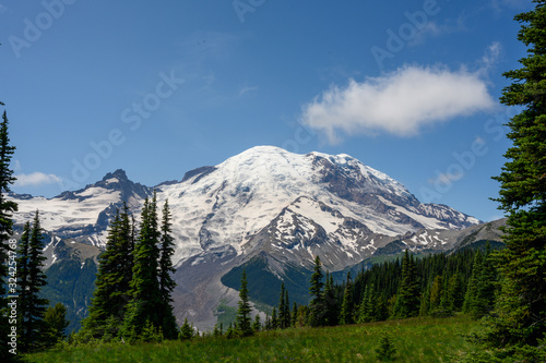 View of Mount Rainier from Summerland Hiking Area © kellyvandellen