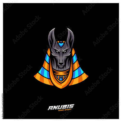 Anubis Esport gaming mascot logo template Vector. Modern Head Anubis Logo Vector, Illustration