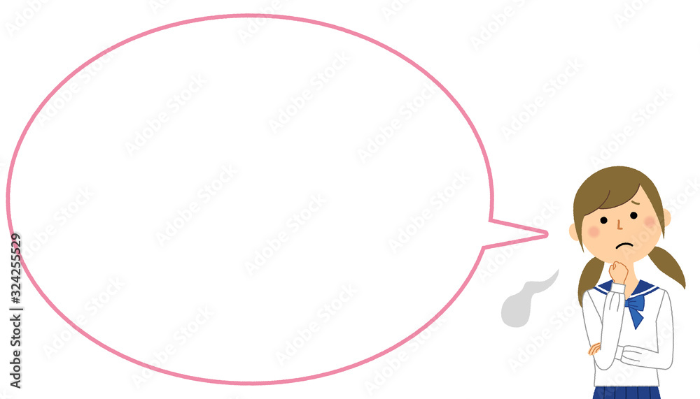 ため息をつく学生　ふきだし