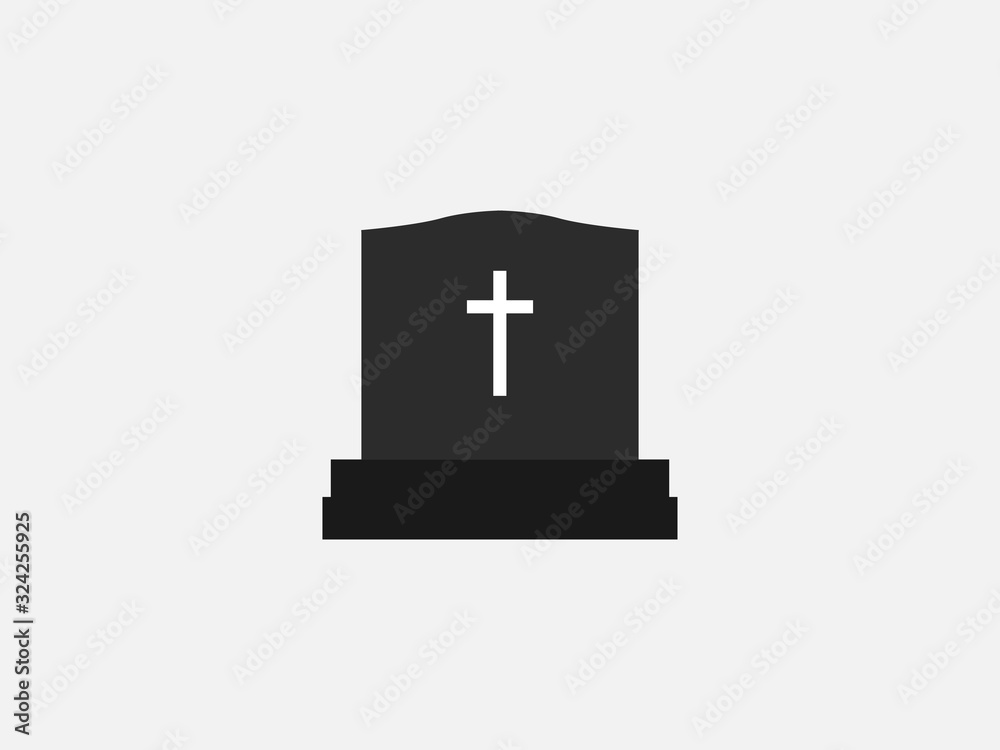 Fototapeta premium Gravestone, graveyard, rip icon. Vector illustration, flat design.