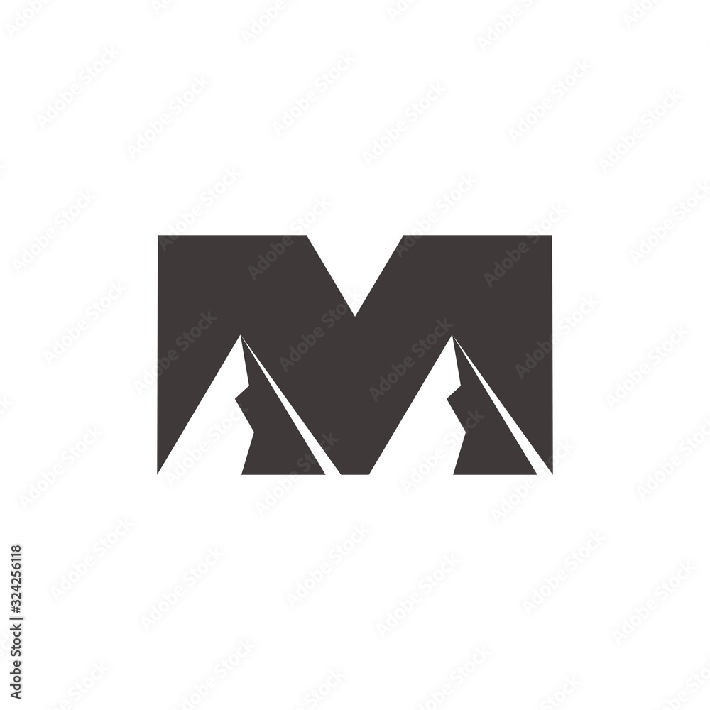 letter m mountain symbol flat geometric logo vector letter m mountain symbol flat geometric logo vector