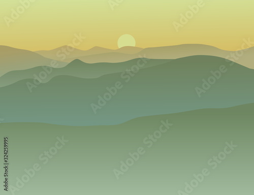 Sunset in the mountains - illustration 
