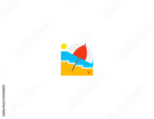 Beach umbrella vector flat icon. Isolated sunny beach sand and umbrella emoji illustration 