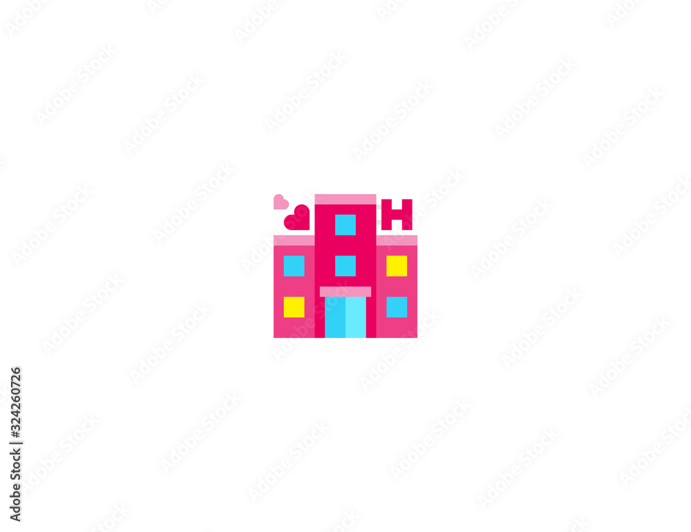 Love Hotel vector flat icon. Isolated Hotel for couple, sex, night club