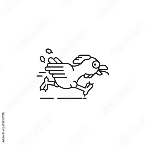 Running chicken vector line icon