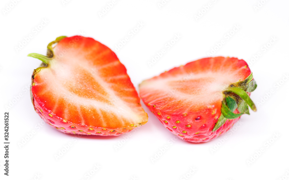 Fresh red strawberries on a white background