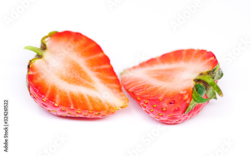 Fresh red strawberries on a white background