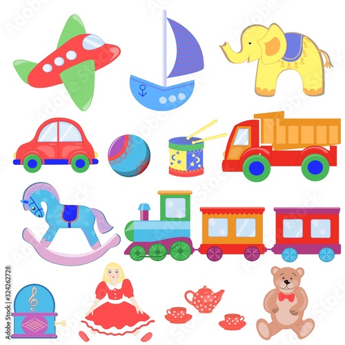 Set of different toys. 