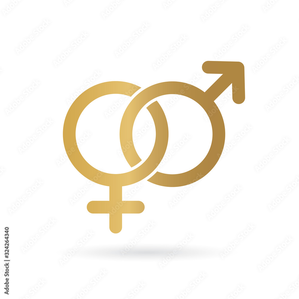 golden male and female sex icon- vector illustration golden male and female sex icon- vector illustration