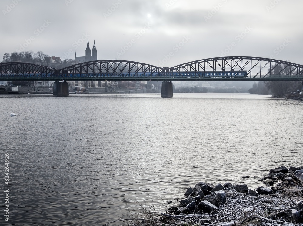 Fototapeta premium Railway bridge in Prague