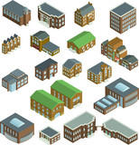 An assortment of vector isometric buildings