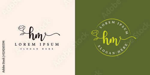 Initial hm feminine logo collections template - vector