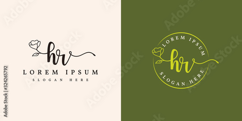 Initial hr feminine logo collections template - vector