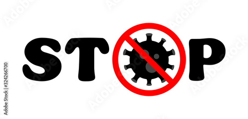 Stop Virus Black Text. Virus Outbreak. Protection Against Viruses and Diseases. Public Health Risk.