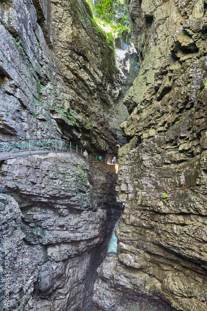 The “Breitachklamm“ is an imposing rock canyon in the Bavarian Alps near “Obersdorf“, Germany. The “Breitachklamm“ is an imposing rock canyon in the Bavarian Alps near “Obersdorf“, Germany.