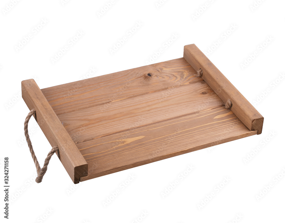 Wooden tray on a white background. Wooden tray on a white background.