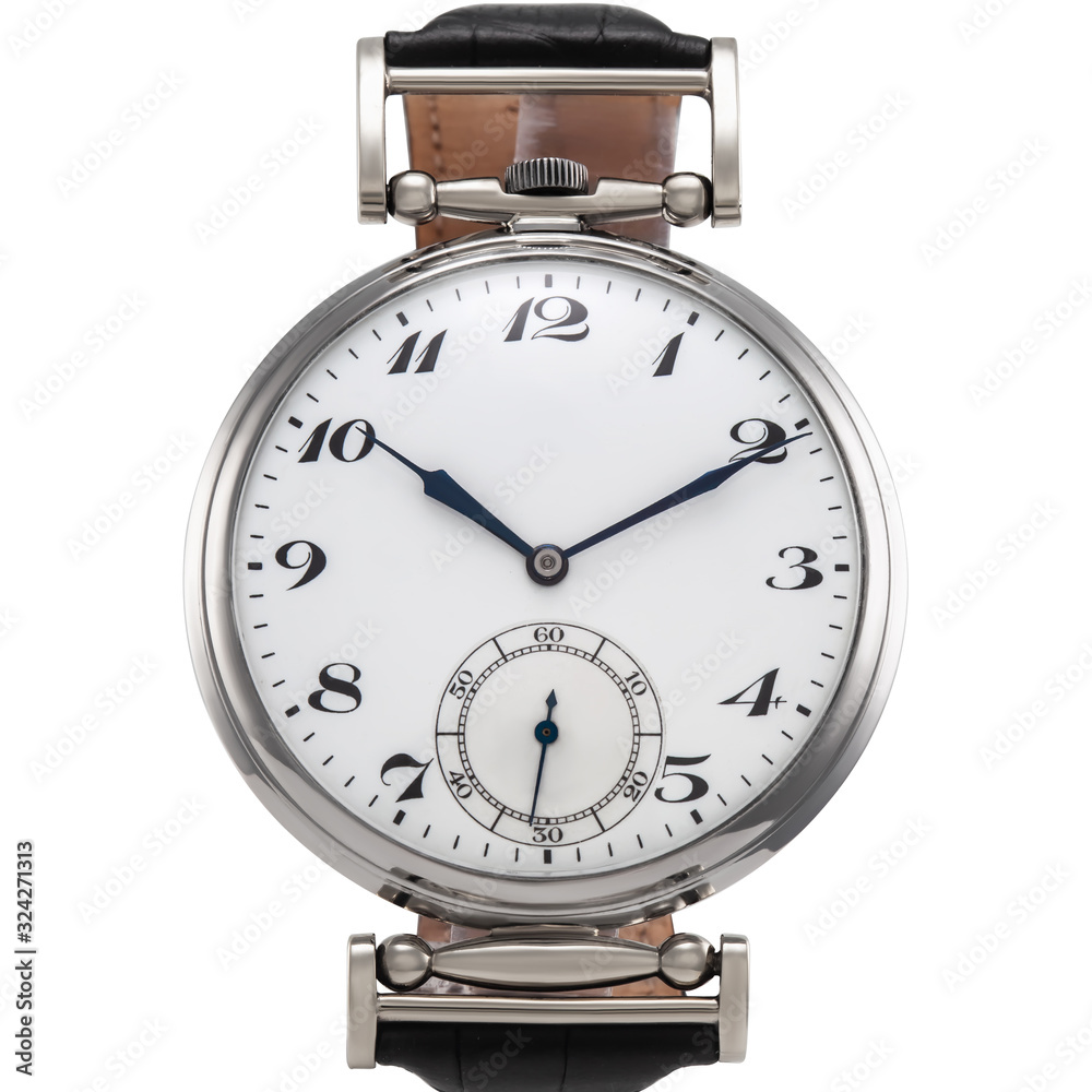 Wrist watch on a white background front side Wrist watch on a white background front side