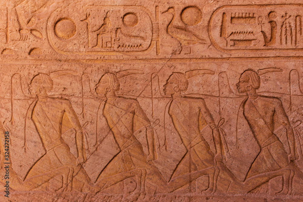 Hieroglyphs at Abu Simbel temple 