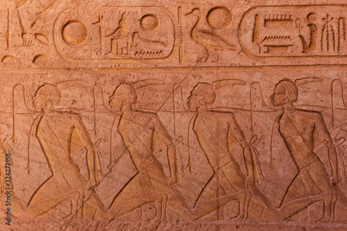 Hieroglyphs at Abu Simbel temple 