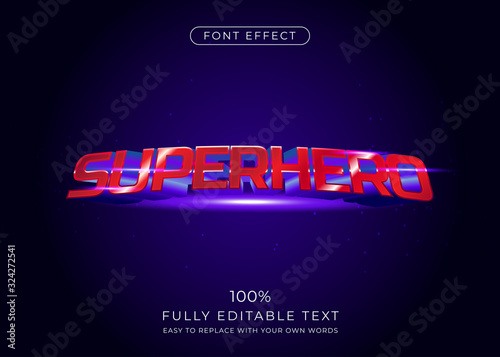 Superhero text effect, 3d editable font style