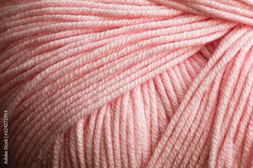 closeup of pink yarn ball